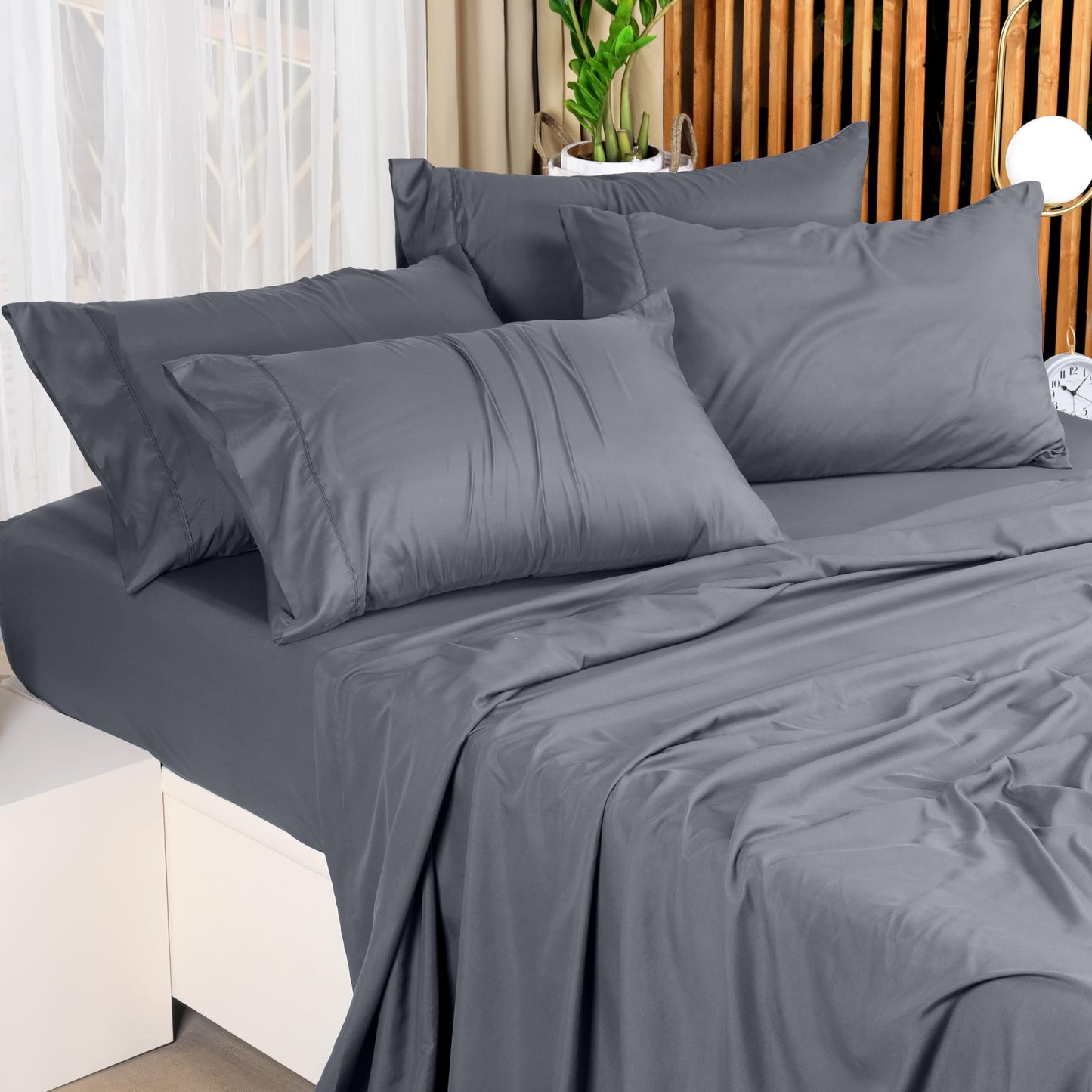 Utopia Bed Sheets Set - 4 Piece Bedding - Brushed Microfiber - Shrinkage and Fade Resistant - Easy Care (Full, Grey)