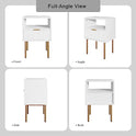 Aobafuir Nightstand, Drawer Dresser for Bedroom, Small Side Table with Drawer, Bedside Furniture, Night Stand, End Table with Gold Frame for Bedroom, Living Room, White Stripe