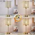 Crystal Table Lamp, Crystal Lamp Touch Control with 2 USB Ports, 3 Way Dimmable Bedside Lamp with Bulb, Crystal Nightstand Lamp Modern Light for Bedroom, Living Room, Bulb Included -Gold