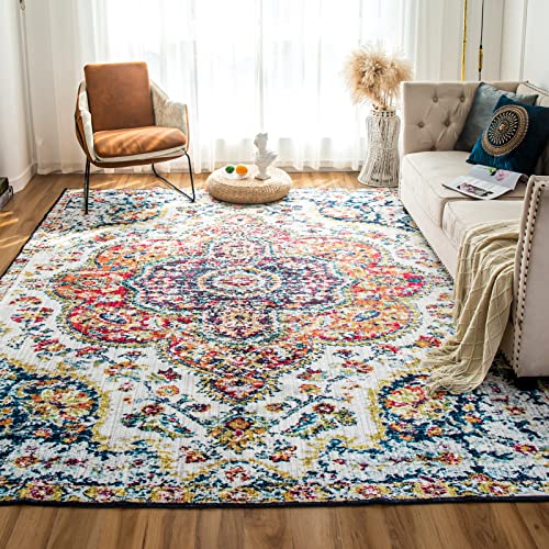 Machine Washable Rug 5'x7' Vintage Design Area Rugs with Non Slip for Bedroom Traditional Woven Carpet Stain Resistant